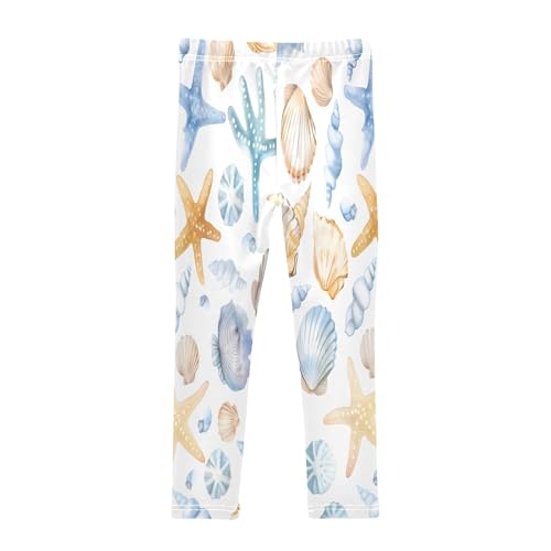 Bolaz Toddler Girls Leggings Printed Yoga Pants Leggings Cute Seashells and Starfish for Kids2