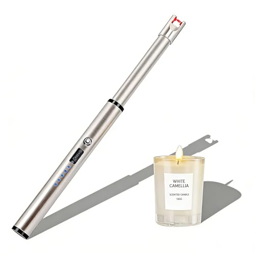 Image of Electric Candle Lighter Windproof USB Rechargeable Flameless Long Neck Lighter for Candles Gas Stove Fireplace BBQ Kitchen Grills (Gold) (Stainless Steel)