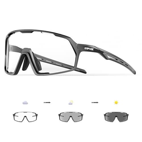 KAPVOE Photochromatische Selbsttönend Fahrradbrille für Herren Damen Klar...