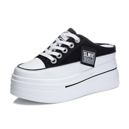 [FANGLI] 8cm�g���A�b�v �����ƂȂ� �X�j�[�J�[ �� ���f�B�[�X ���� �L�����o�X�V���[�Y �X���b�|�� �ʋC�� �y�� �t�@�V�����T���_�� ���L �t �� �� ������� FL950 (�u���b�N, 23.0 cm)