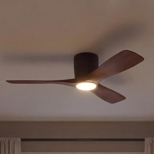 Image of Kichler Volos 48 inch Ceiling Fan With LED Light, Natural Bronze, 300032SNB | Wall Control, Contemporary Indoor Fan, Low Profile Ceiling Fan with Light
