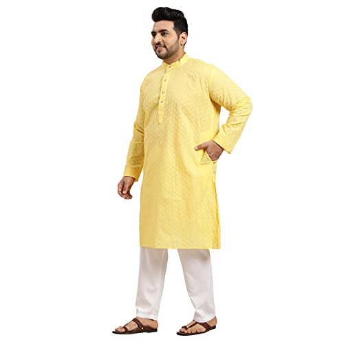 Sojanya PLUS (Since 1958), Men's 100% Cotton Chikankari Kurta & Off-White Churidaar Pyjama3