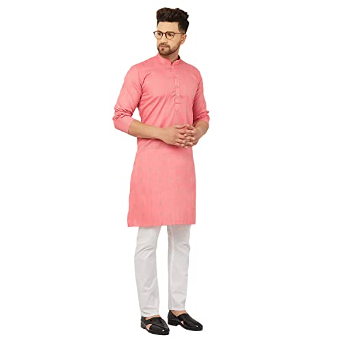 Image of Traditional Cotton Self Design Kurta Pajama Set For Men