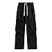 Men's Casual Summer Pants Straight Leg Elastic Waist Lightweight Breathable Comfortable Loose Fit Outdoor (Black, XXL)