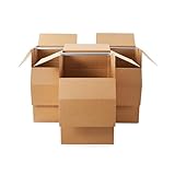 Amazon Basics Wardrobe Clothing Moving Boxes with Bar - 24' x 24' x 40', 3-Pack, Brown