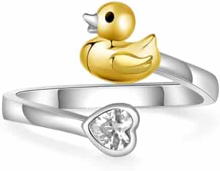 Anillo De Pato De Plata De Ley S925, Bonito Regalo De Joyería De