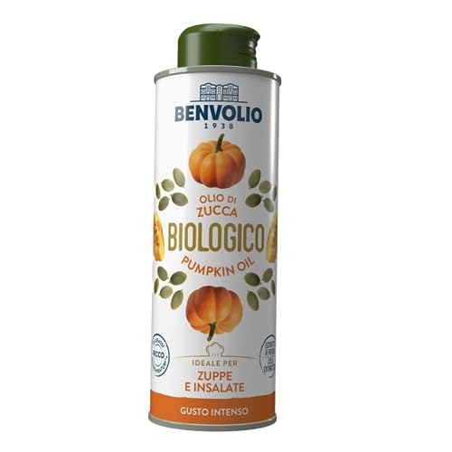 BENVOLIO Kürbiskernöl Bio Kaltgepresst 250ml - 100% Natürliches & Rein, für Haut, Haar & ProstataGesundheit | Verwendung in Salaten, Suppen, Haut, Haarpflege, Lash und Brauenwuchs | Pumpkin Seed Oil