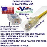 Made in USA, (140 Ft), Cat5e Ethernet Patch Cable - RJ45 Computer Networking Cord - (UL CM and 100% Copper. 24AWG, 50u" Gold Plating) Yellow
