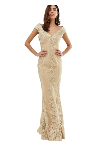 Bardot Maxi Robe En Maille Mariage (40/12uk, Gold)