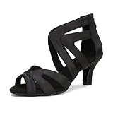 Indoor Womens Ballroom Dance Boots for Social Beginner Salsa Latin Dancing Shoes 2 1/2 inches Heels