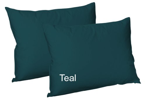ARLINENS PLAIN DYED FITTED SHEETS IN FOLLOWING COLOURS AND SIZES (PAIR OF PILLOWCASES, TEAL)