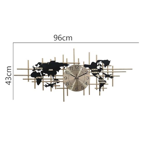 Reloj de pared moderno grande mapa mundial metal 96cm miniatura 4
