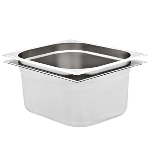 Lumanois Récipients Gastronorm 2 pcs GN 1/2 150 mm Acier Inoxydable Arts de la Table & Arts culinaires Argent,50889