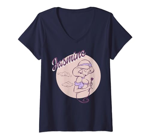 T-shirt Jasmine Disney femme col V idéal pour un look casual décontracté