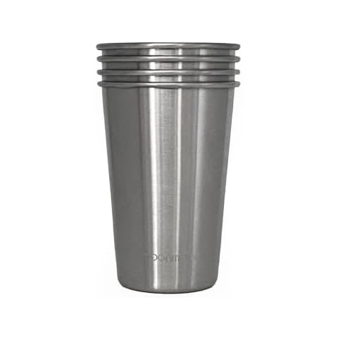 Moonmoon Stainless Steel Cups | Reusable Beer Pint Glass | 500ml Tumblers Set of 4 for Children and Adults Cover