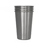 Moonmoon Stainless Steel Cups | Reusable Beer Pint Glass | 500ml Tumblers Set of 4 for Children and Adults
