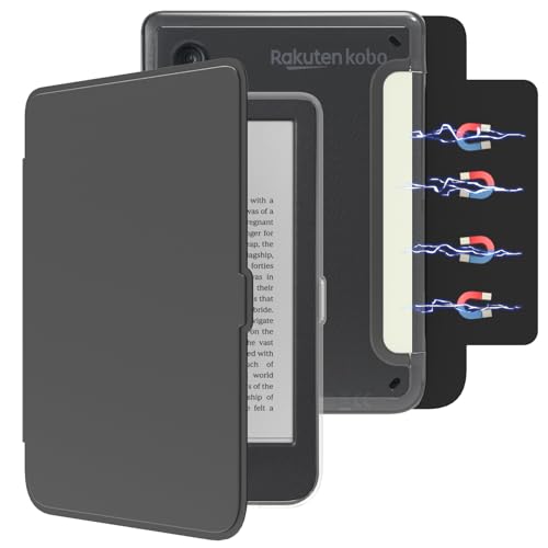 E NET-CASE Detachable Magnetic Case for 6 Kobo Clara Colour (2024) /Clara BW (2024) /2E (2022) eReader Ultra Clear Back Scratch-Proof LightEasy to Detach & AttachAuto Sleep/Wake (Black)