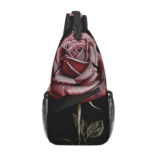 Sac à dos à bandoulière zippé ultra pratique avec motif rose pour ranger vos affaires