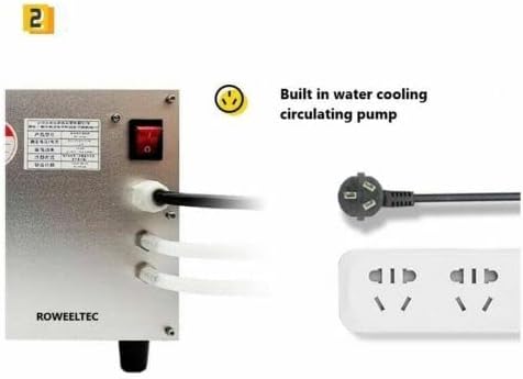 Rear view showing water cooling pump and power connection