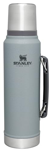Stanley Classic Legendary Vacuum Bottle 1.1 qt | Wide Mouth with Leakproof Cup Lid | Keep Drinks Hot or Cold | Packable for Travel | Insulated Stainless Steel Thermos | BPA-Free | Hammertone Silver