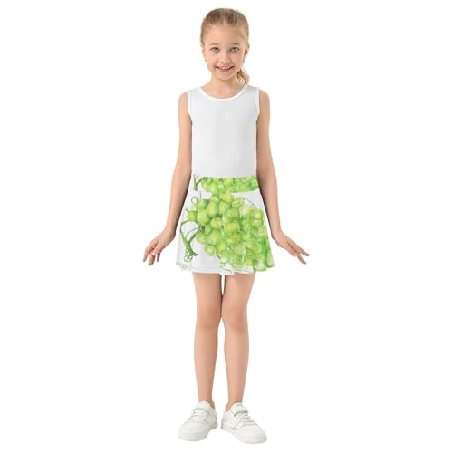 Joisal Athletic Shorts for Girls Skorts Tennis Skirts Kids Funny Little Girl Watercolor Green Grapes White 3t3