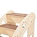 FewNvWa Dog Stairs with Sturdy Wooden Frame, Anti-Slip Surface, Space-Saving Design and Easy Installation for Small Dogs and Cats, Pet Rooms, 3 Step