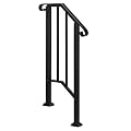 Outdoor Stair Railing - 1 or 2 Steps Wrought Iron Handrail - Staircase Handrails for Concrete Steps or Wooden Stairs - Curly Design for Non-Slip Grip -Large Bearing Base -Installation Kit -Matte Black