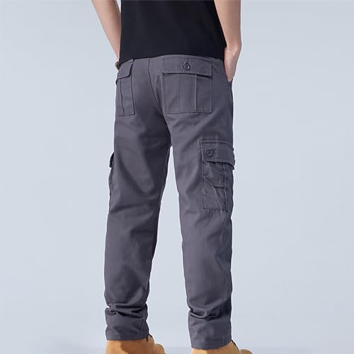 Premium Cargo Jeans for Men Thick Workwear Trousers Cotton Solid Multi Pockets Straight Leg Pants Denim Trousers3