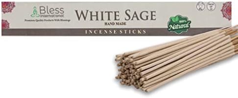 Bless-White-Sage-Incense-Sticks 100%-Natural-Handmade-Hand-Dipped-Incense-Sticks Organic-Chemicals-Free for-Purification-Relaxation-Positivity-Yoga-Meditation The-Best-Woods-Scent (25 Sticks (40GM))