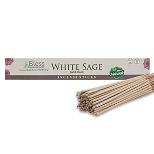 Bless-White-Sage-Incense-Sticks 100%-Natural-Handmade-Hand-Dipped-Incense-Sticks Organic-Chemicals-Free for-Purification-Relaxation-Positivity-Yoga-Meditation The-Best-Woods-Scent (25 Sticks (40GM))