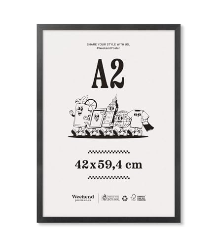 Cadre photo A2 de haute qualité en bois noir mat élégant