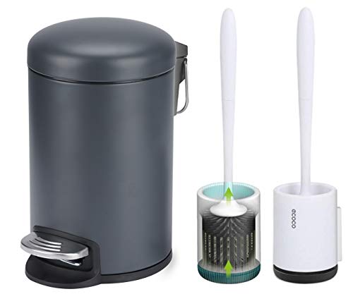 Papelera Redonda con escobillas de Silicona para Inodoro, Mini Pedal de 3 l con Tapas para baño, Dormitorio, Cocina