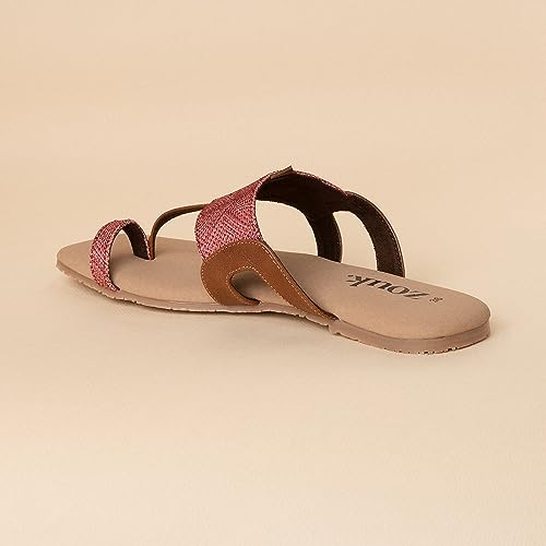 Image of ZOUK Women's Handcrafted One Toe Kolhapuri Chappals