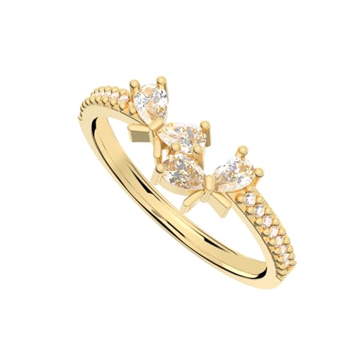 PCY 14K Gold Plated Rings Double Butterfly Gold Rings for Women Flip the heart stackable rings Gold Rings to Wear Daily.