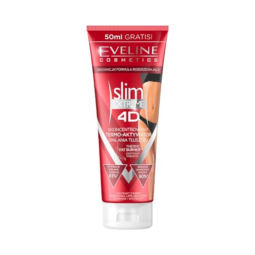Eveline Cosmetics Sérum adelgazante anticelulitis termoactivo Slim Extreme 4D con quemador de grasa térmico, Isocell Slim y cafeína, reduce la grasa, anticelulitis, reafirmante, 250 ml