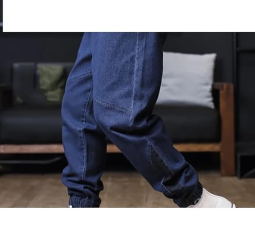 Men Plus Size Jeans Drawstring Elastic Waist Baggy Denim Pants Loose Joggers Streetwear Harem Jeans Cargo Pants2
