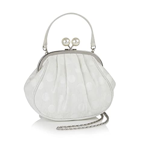 Una borsa degna di qualsiasi fiaba! Ricco broccato con un tocco metallico, a forma di sacchetto con chiusura perla da chiudere. Piccola maniglia sulla parte superiore. L'ARCO si abbina perfettamente allo stile di scarpa MARIA e POLLY. Esterno: Tessile/Altro