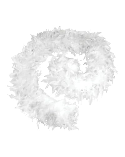 JUKOTA federboa Weiß,1 Stück Federschal Kostüm Länge ca200cm 60G,Kostüme für Junggesellinnenabschiede, Karneval, Halloween, Fasching,...