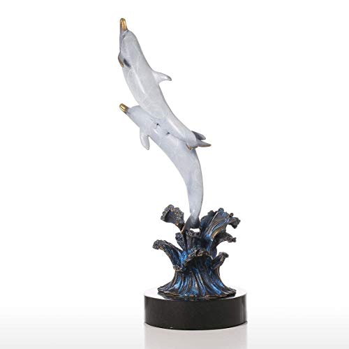 TGACD Sculpture statue Dolphin Out of Water Figurine Feng Shui Bronze Figurine Feng Shui Art Home Decor Craft Gift For Home