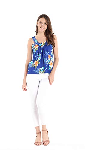 Image of Matchable Family Hawaiian Luau Men Women Girl Boy Clothes in Hibiscus Blue