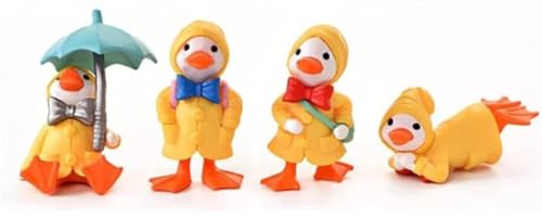 Image of VRB Dec 4 Pcs Miniature Showpiece Set for Home Decor,Car Dashboard,Valentine,Living Room,Gifts Figurines,Cake Decoration Items,Figurines for Home Decor. (4 Pcs Duck Umbrella Miniature)