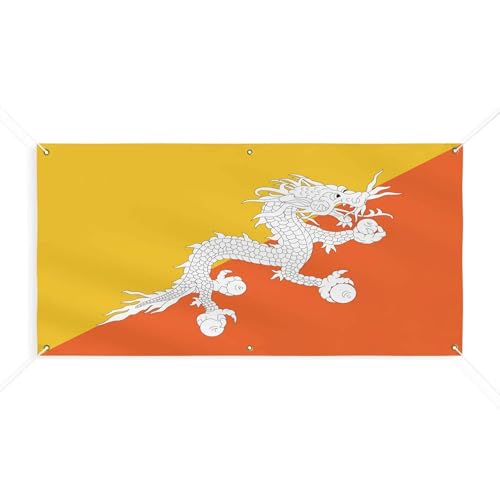 Drapeau du Bhoutan 6 oeillets taille M 190x380cm pour mât extérieur