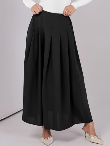 ANRABESS Women A-Line Pleated High Waist Maxi Skirt Full Ankle Length Flowy Swing Elegant Dressy Casual Work Long Skirts - Image 6