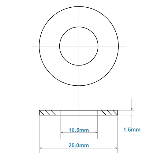 MeHurr M10 Washers, M10 x 25mm Penny Washers, A2 304 Stainless Steel Washers, Flat Repair Washer, Large Metal Washers - Image 3