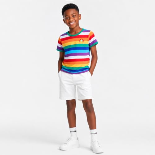 Image of Mud Kingdom Boys Girls T-Shirts Rainbow Stripe Cotton Unisex Top