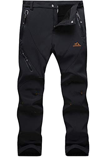 Waterproof Pants Mens Hiking Pants Mens Camping Pants Skiing Pants Snow Pants Fleece Lined Pants Men Winter Pants Black