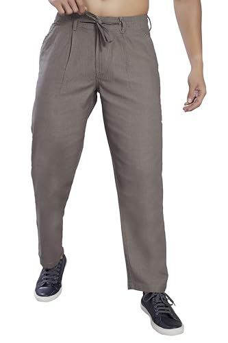 Image of DIVISIVE Men's Relaxed Fit Front Pleated Cotton Linen Blend Trousers