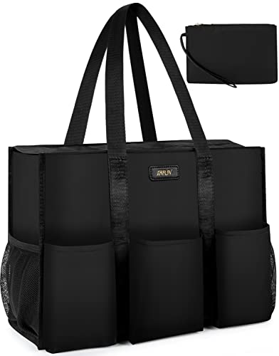 Image of IBFUN Utility Tote Bag with 24 Pockets, Large Teacher Tote for Women with Laptop Compartment, Travel Tote Bag with Zip Top