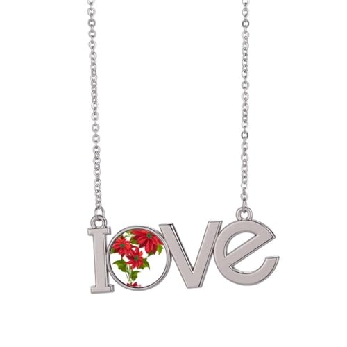 Collier bouquet de poinsettia rouge fleur de Noël M pour sublimer un décolleté d'hiver