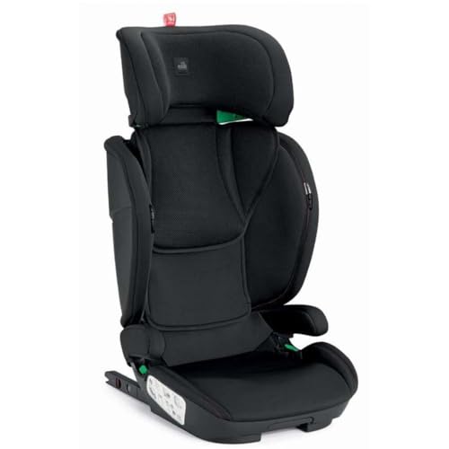 S174-179 Cam Car Seat Corsa Nero - Protezione laterale della testa, poggiatesta regolabile a 9 altezze, guida per cintura, sedile con braccioli, fodere rimovibili, 100-150 cm, seggiolino auto